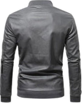 Veste de motard en cuir de mouton véritable noir coupe slim pour homme